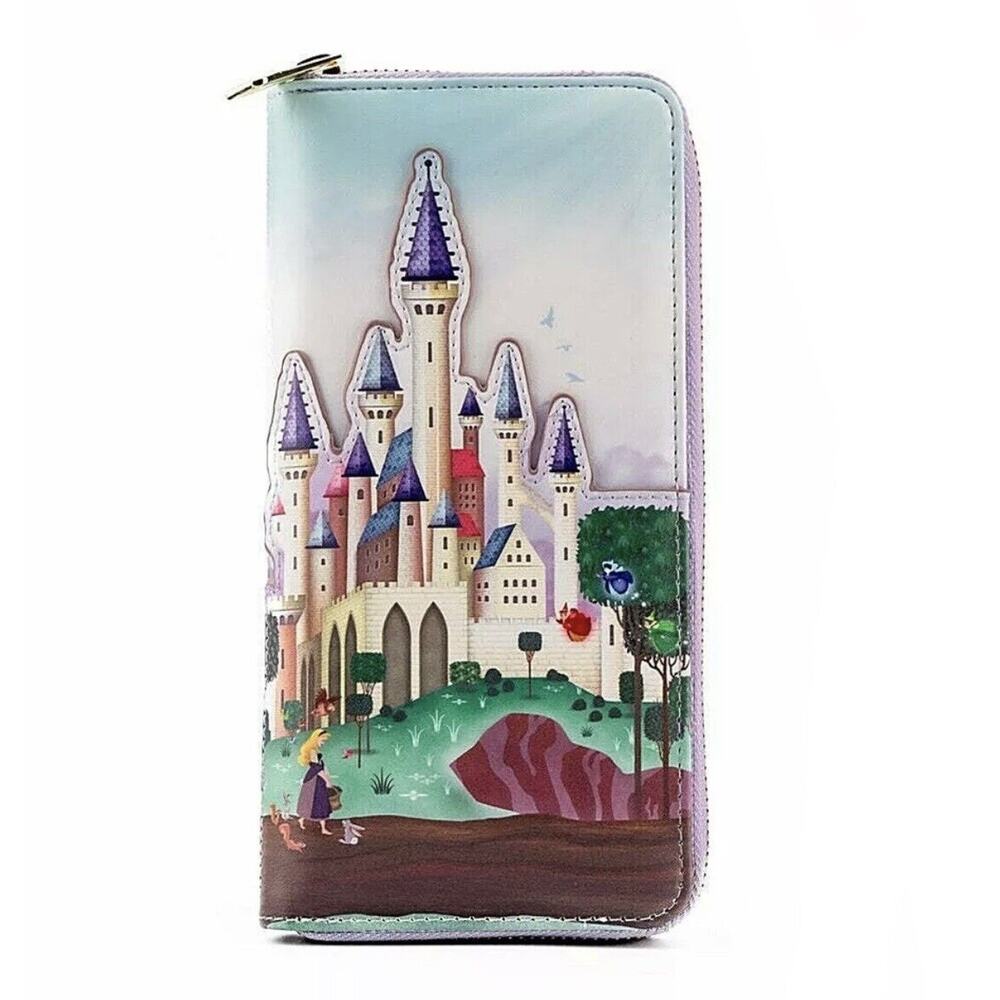 Loungefly Disney Princess Sleeping Beauty Wallet Castle Scene Zippered NWT - Picture 2 of 7
